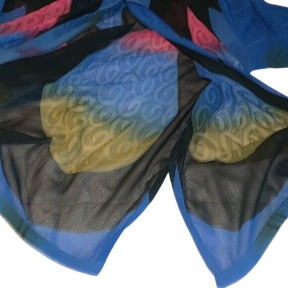 Shopping With Anthony Colorful Button-Up Shirt 1X Multicolor Polyester Long Slee - Picture 7 of 10